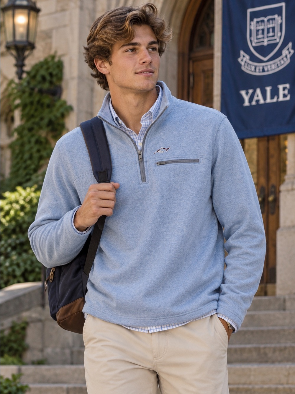 Greg Norman Collection Light Blue Quarter-Zip Pullover